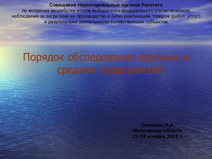 Совещание территориальных органов Росстата по вопросам разработки итогов выборочного федерального статистического