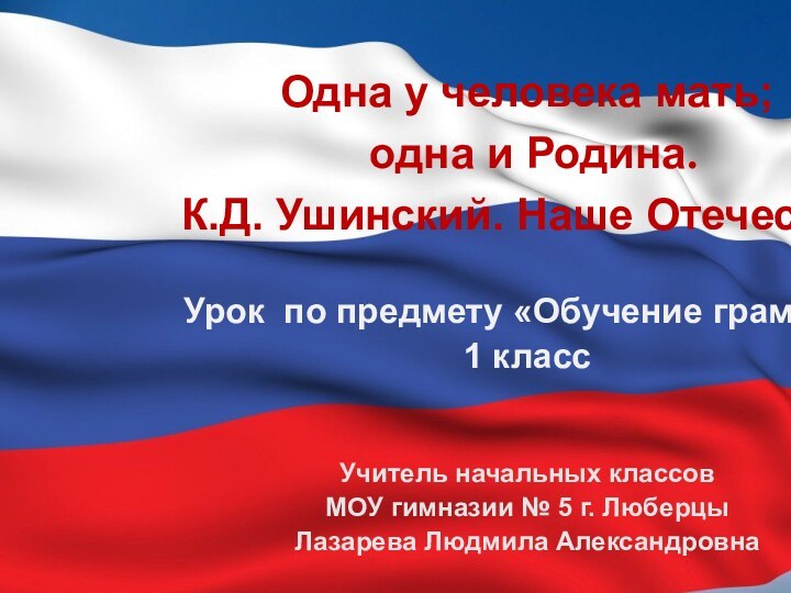 Одна у человека мать; одна и Родина.К.Д. Ушинский. Наше ОтечествоУрок по предмету