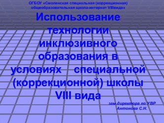 Использование технологии инклюзивного образования в условиях коррекционной школы VIII вида