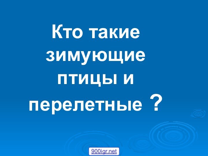 Кто такие зимующие птицы и перелетные ?