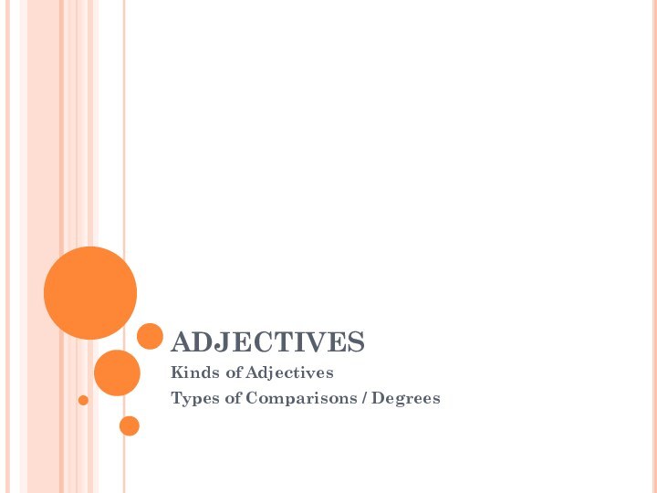 ADJECTIVESKinds of Adjectives Types of Comparisons / Degrees