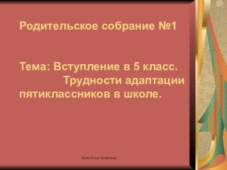 Вступление в 5 класс. Трудности адаптации пятиклассников в школе