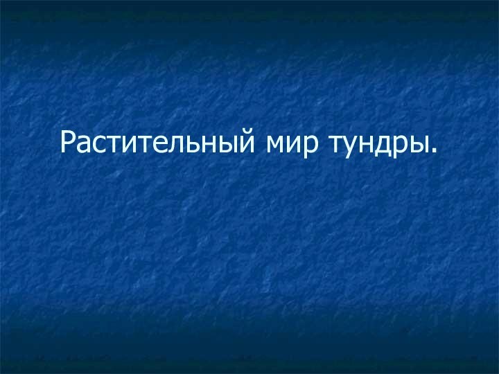 Растительный мир тундры.