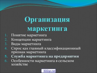 Организация маркетинга