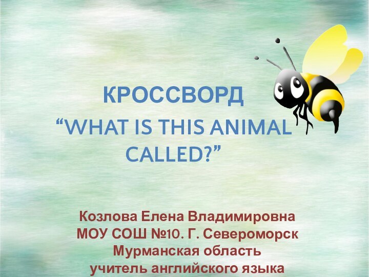 Козлова Елена Владимировна МОУ СОШ №10. Г. Североморск Мурманская область учитель английского