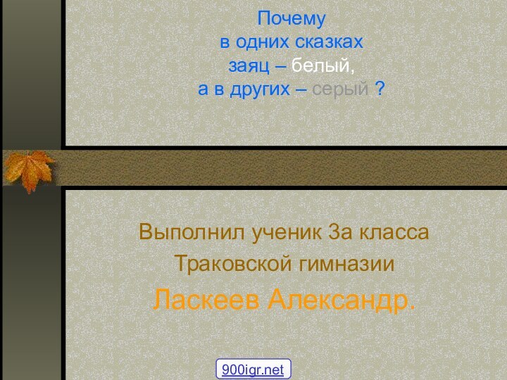 Почему в одних сказках заяц – белый, а в других – серый