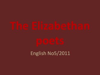 The Elizabethan poets