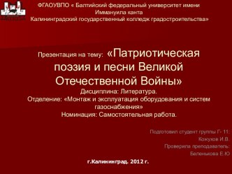 Патриотическая поэзия и песни Великой Отечественной Войны