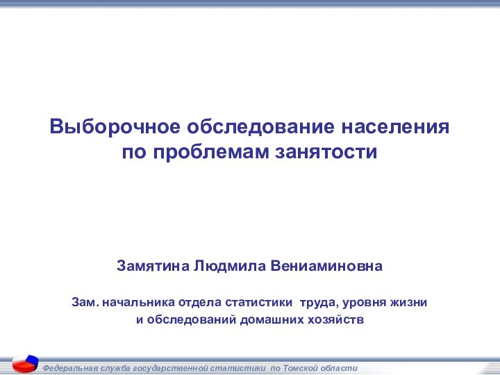 Федеральная служба государственной статистики по Томской областиВыборочное обследование населения  по проблемам