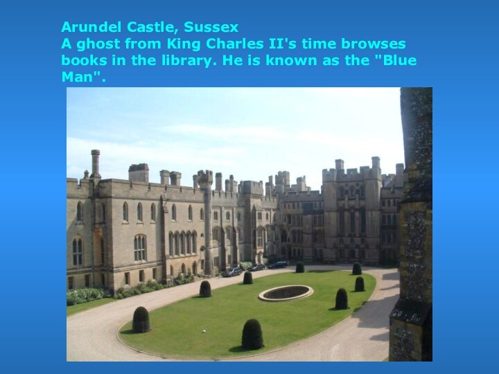 Arundel Castle, Sussex A ghost from King Charles II's time browses books