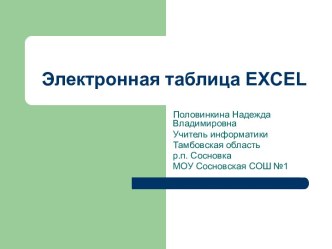 Электронная таблица Excel