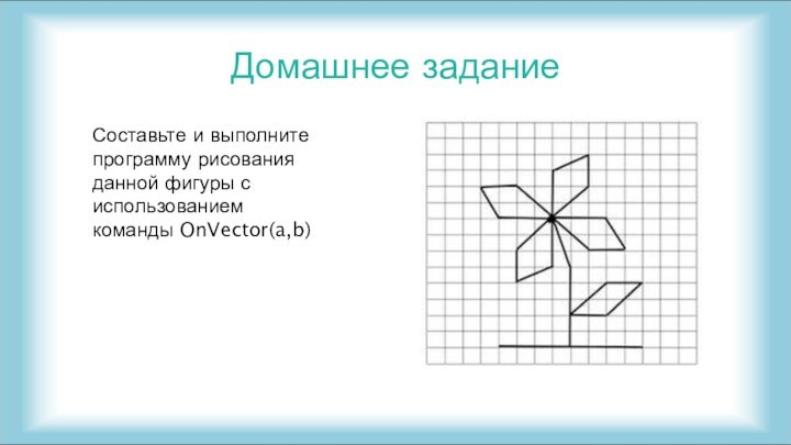 Домашнее заданиеСоставьте и выполните программу рисования данной фигуры с использованием команды OnVector(a,b)