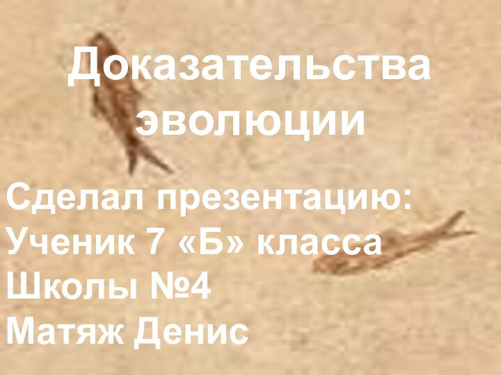 Доказательства эволюцииСделал презентацию:Ученик 7 «Б» классаШколы №4Матяж Денис