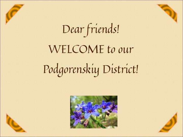 Dear friends! WELCOME to our Podgorenskiy District!