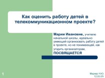 Как оценить работу детей в телекоммуникационном проекте?