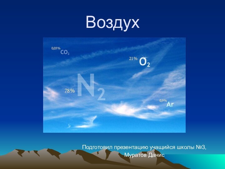 ВоздухПодготовил презентацию учащийся школы №3, Муратов Данис