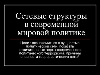 Сетевые структуры в современной мировой политике