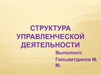 Структура управленческой деятельности