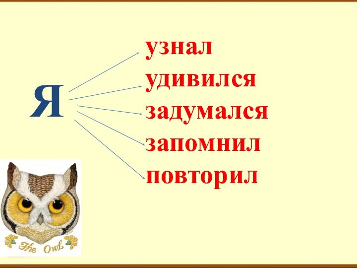 Яузналудивилсязадумалсязапомнилповторил