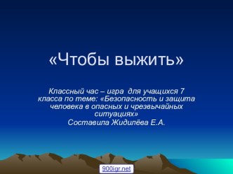 Классные часы по безопасности