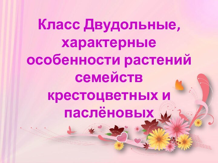 Класс Двудольные, характерные особенности растений семейств крестоцветных и паслёновых