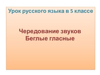 Чередование звуков. Беглые гласные