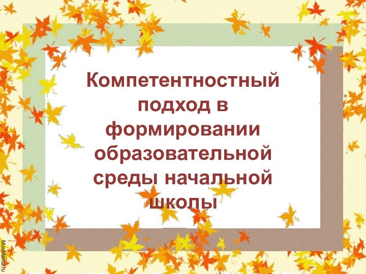 Компетентностный подход в формировании образовательной среды начальной школы