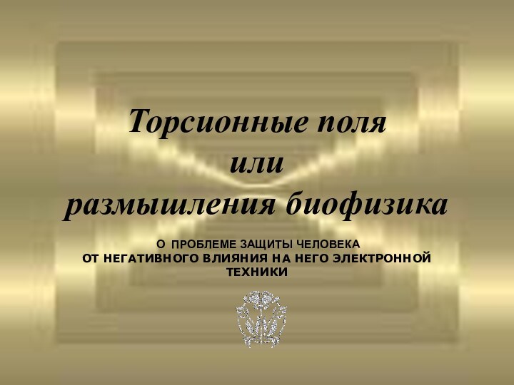 Торсионные поля или размышления биофизика О ПРОБЛЕМЕ ЗАЩИТЫ ЧЕЛОВЕКА  ОТ НЕГАТИВНОГО