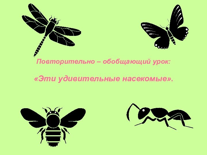 Повторительно – обобщающий урок:  «Эти удивительные насекомые».