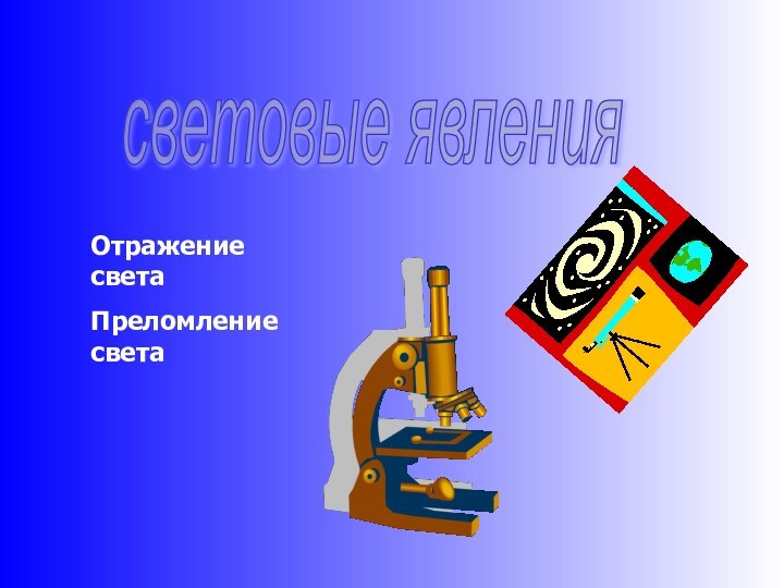 световые явления Отражение   света Преломление   света