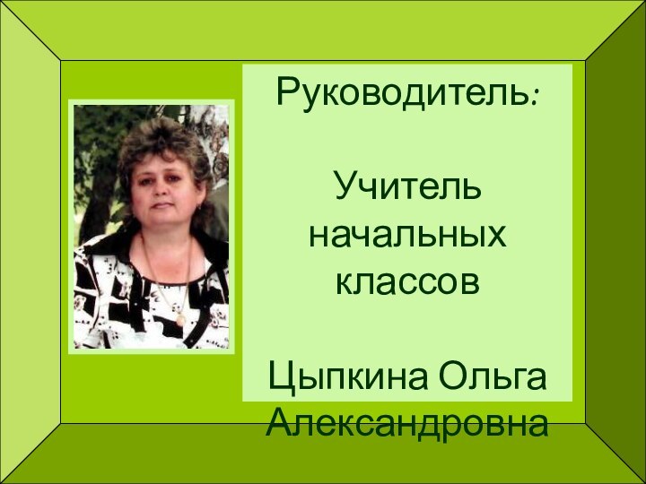 Руководитель:Учитель начальных классовЦыпкина Ольга Александровна