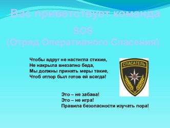 Вас приветствует команда SOS (Отряд Оперативного Спасения)