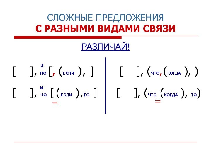 СЛОЖНЫЕ ПРЕДЛОЖЕНИЯ  С РАЗНЫМИ ВИДАМИ СВЯЗИРАЗЛИЧАЙ!