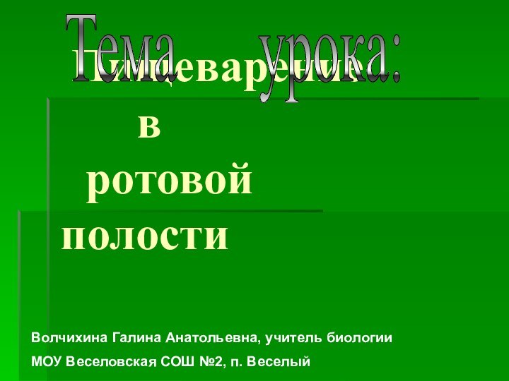 Пищеварение         			в 	ротовой