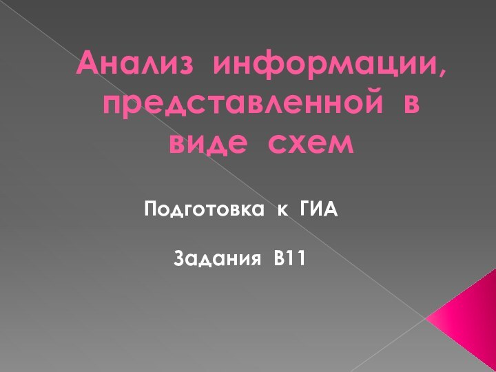 Анализ информации, представленной в виде схемПодготовка к ГИАЗадания В11