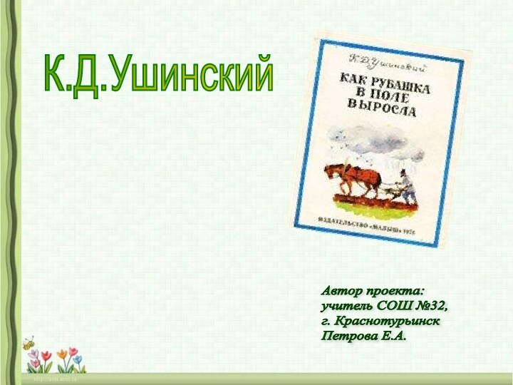 К.Д.Ушинский Автор проекта:  учитель СОШ №32,  г. Краснотурьинск  Петрова Е.А.