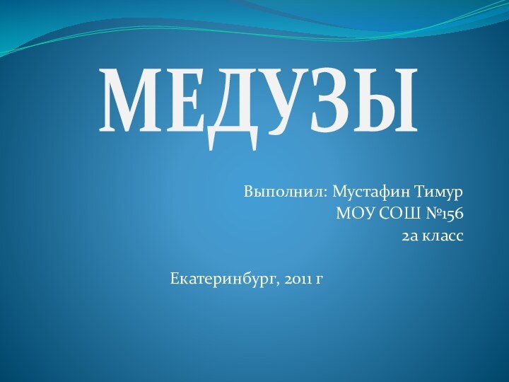 Выполнил: Мустафин ТимурМОУ СОШ №1562а классЕкатеринбург, 2011 гМЕДУЗЫ