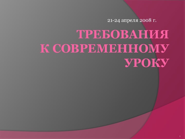 ТРЕБОВАНИЯ  К СОВРЕМЕННОМУ УРОКУ21-24 апреля 2008 г.