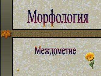 Морфология Междометие