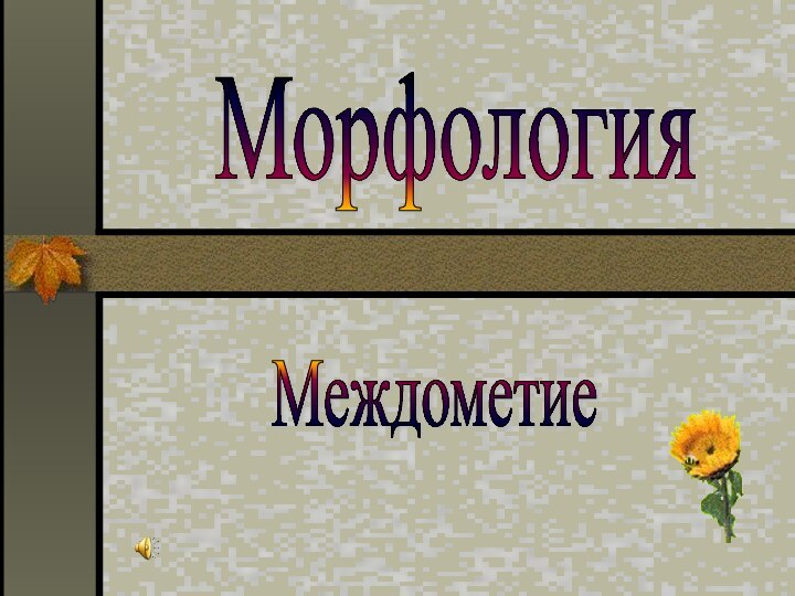 МорфологияМеждометие