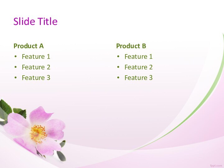 Slide TitleProduct AFeature 1Feature 2Feature 3Product BFeature 1Feature 2Feature 3