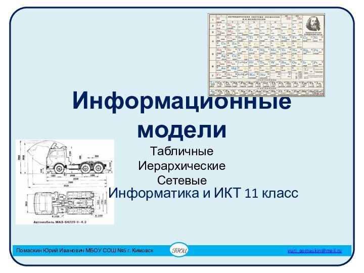 Информационные модели  Табличные Иерархические Сетевые Информатика и ИКТ 11 класс