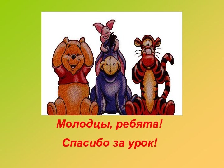 Молодцы, ребята!Спасибо за урок!