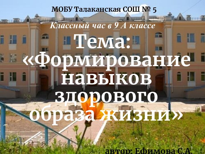 МОБУ Талаканская СОШ № 5Классный час в 9 А классеТема: «Формирование навыков