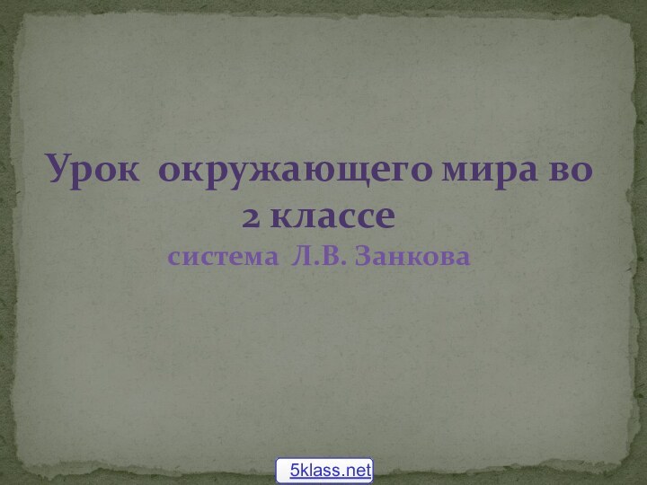 Урок окружающего мира во 2 классе система Л.В. Занкова