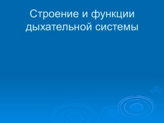 Строение и функции дыхательной системы