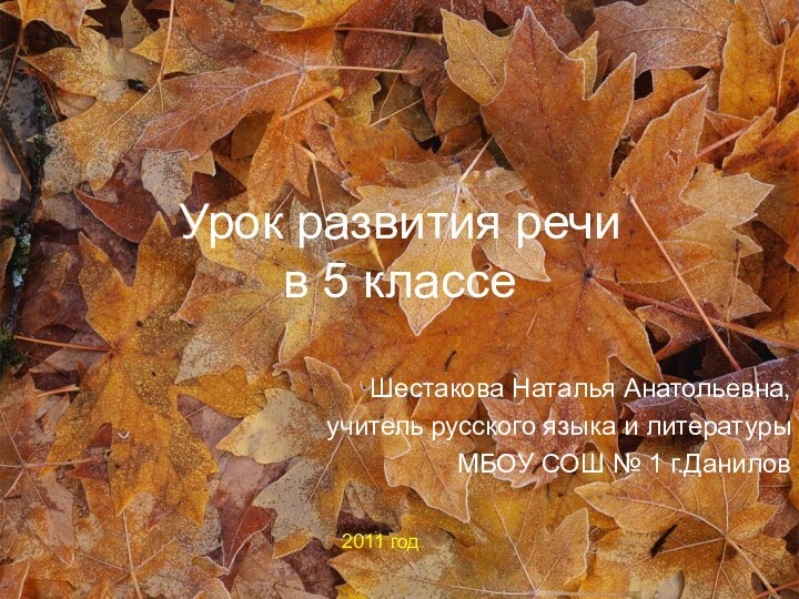 Урок развития речи  в 5 классеШестакова Наталья Анатольевна, учитель русского языка