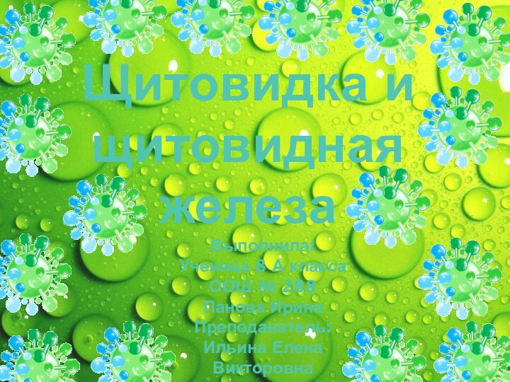 Щитовидка и щитовидная железаэВыполнила: Ученица 8 А классаООШ № 288Панова ИринаПреподаватель:Ильина Елена Викторовна