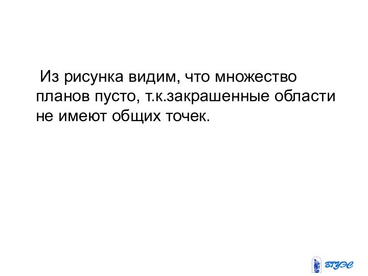 Из рисунка видим, что множество планов пусто, т.к.закрашенные области не имеют общих точек.