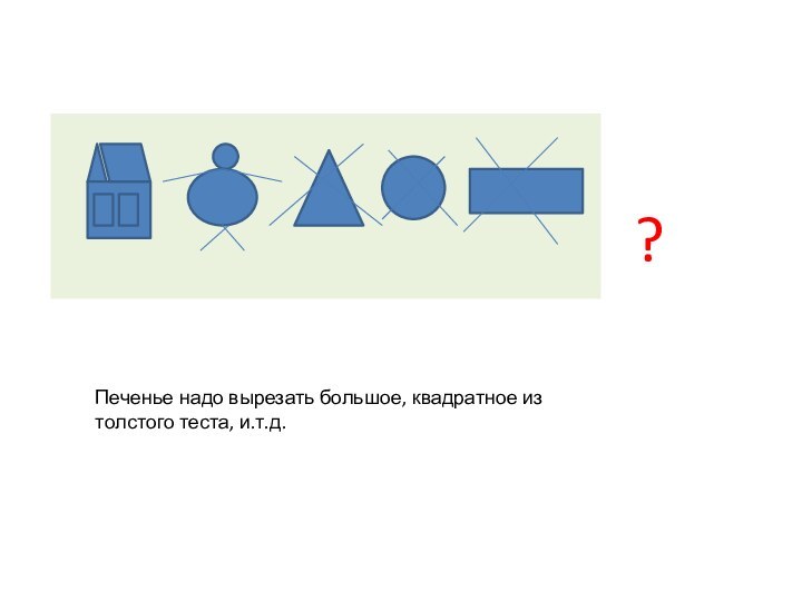 Печенье надо вырезать большое, квадратное из толстого теста, и.т.д. ?